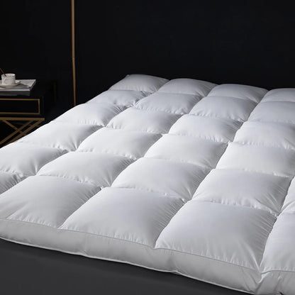 Custom Size Down Mattress Pad 95% Pure Goose Belly Down Zero Quill 3 Thickness Options King Queen Global Bed Dimensions