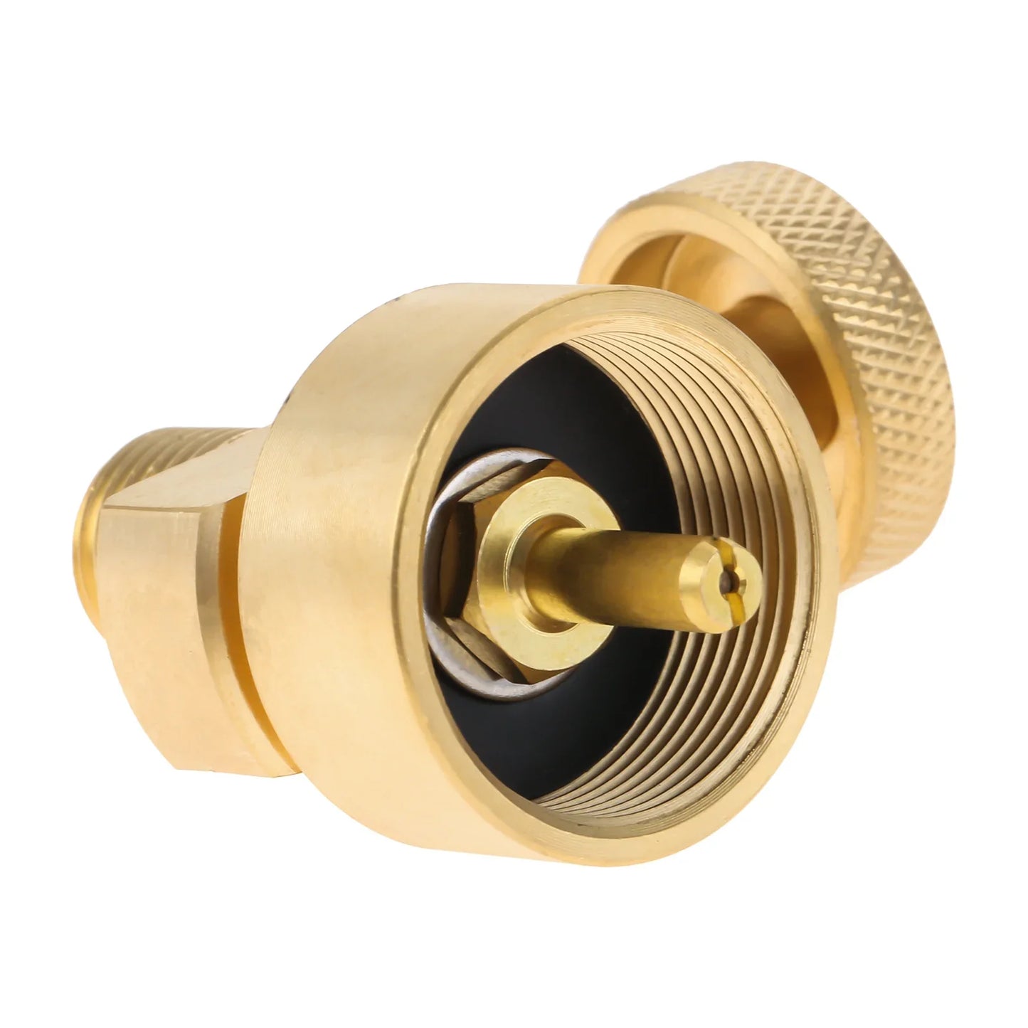 1LB Propane Gas Disposal Cylinder Bottle Adapter Valve Solid Brass +1/4"NPT Male & M8*1 Female Thread Grill Fire Pit Stove BBQ