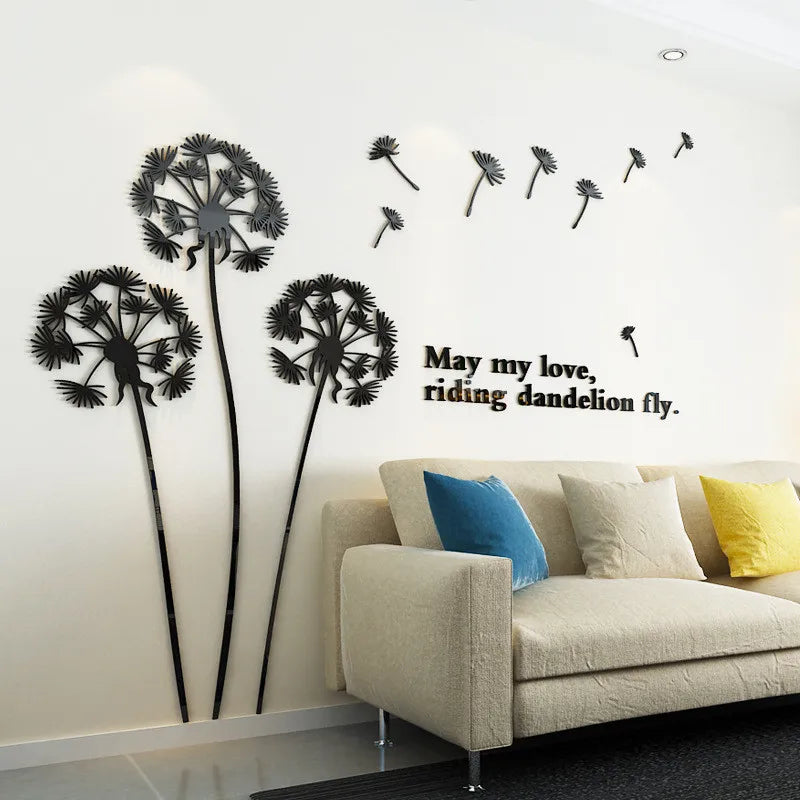 Mirror Wallpaper Dandelion Wall Sticker Modern Design For Kid's Room Bedroom Home Decoration Living Room Self Adhesive Stickers