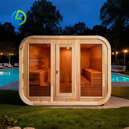 Courtyard Outdoor Sauna Room Retro Wooden Style Elegant Appearance Matching Villa Courtyard Garden And High Living Environment