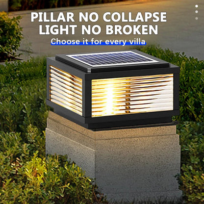 LED Solar Column Light Outdoor Ip65 Waterproof Solar Lamp Strip Remote Control Garden Courtyard Compound Wall Decor Lighting