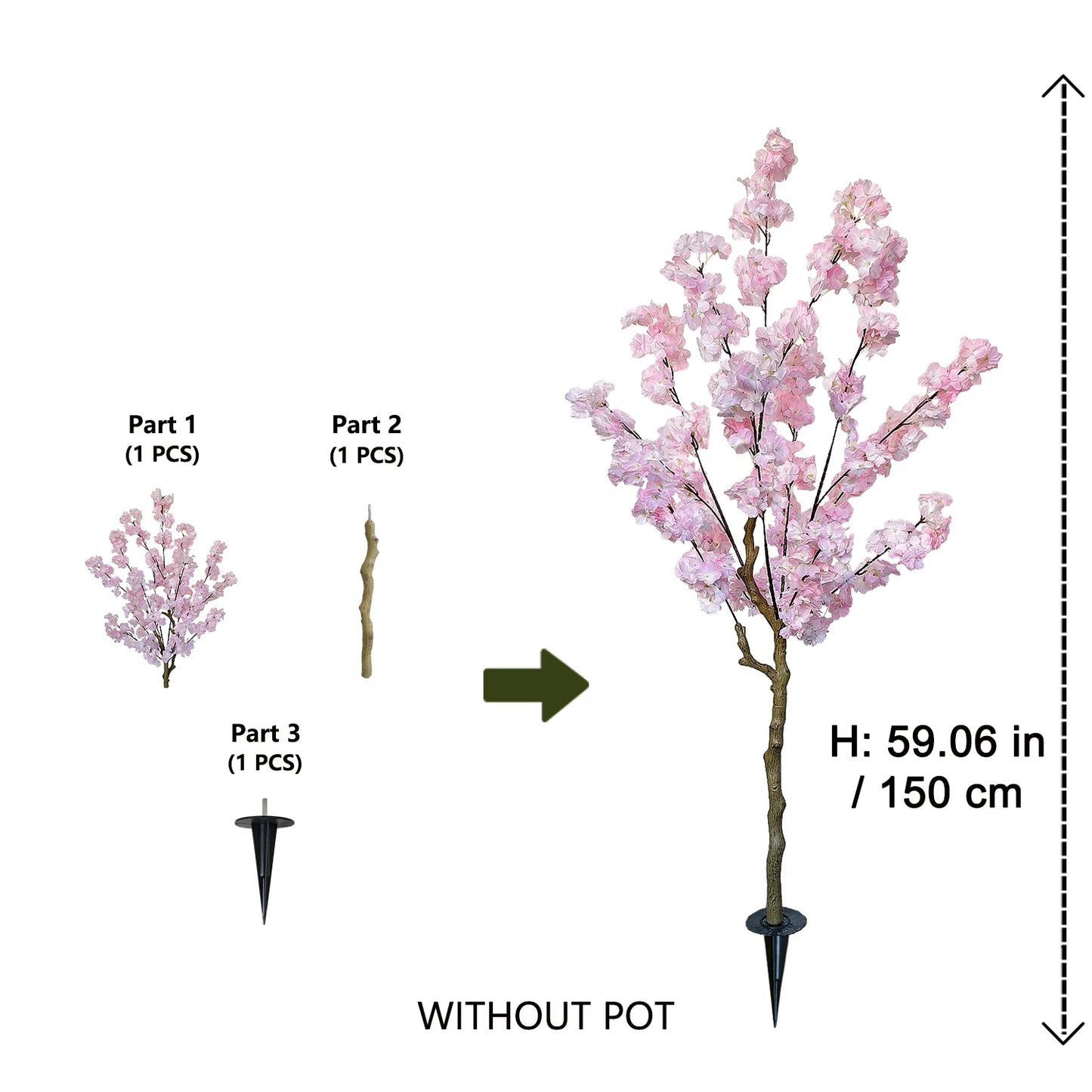 120-180cm Artificial Pink Cherry Tree Blossom Indoor Outdoor Fake Plant for Home Garden Living Room Decoration Wedding