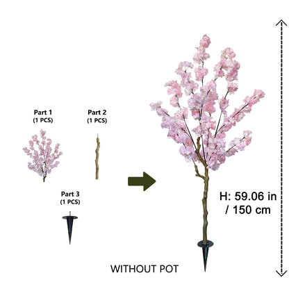 120-180cm Artificial Pink Cherry Tree Blossom Indoor Outdoor Fake Plant for Home Garden Living Room Decoration Wedding