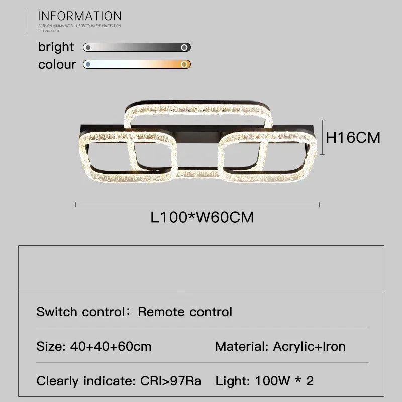 Living Room Main Light Modern Simple Atmosphere Full Spectrum New Light Luxury High-end Ice Pattern Eye Protection Ceiling Lamp