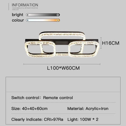 Living Room Main Light Modern Simple Atmosphere Full Spectrum New Light Luxury High-end Ice Pattern Eye Protection Ceiling Lamp