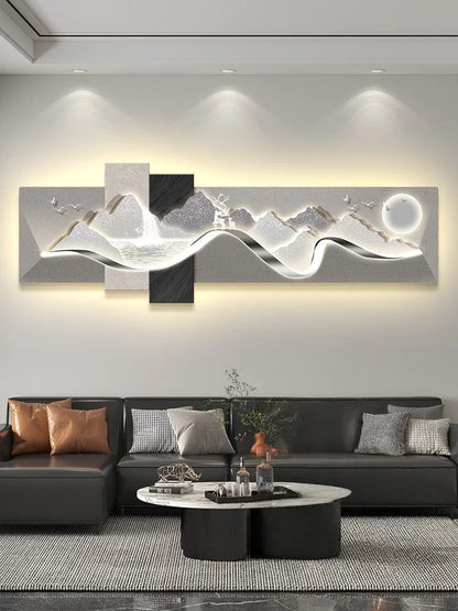 Modern Luxury Led Living Room Decoration Painting Background Wall Mural Simple High-End Banner Hanging Painting Home Appliance