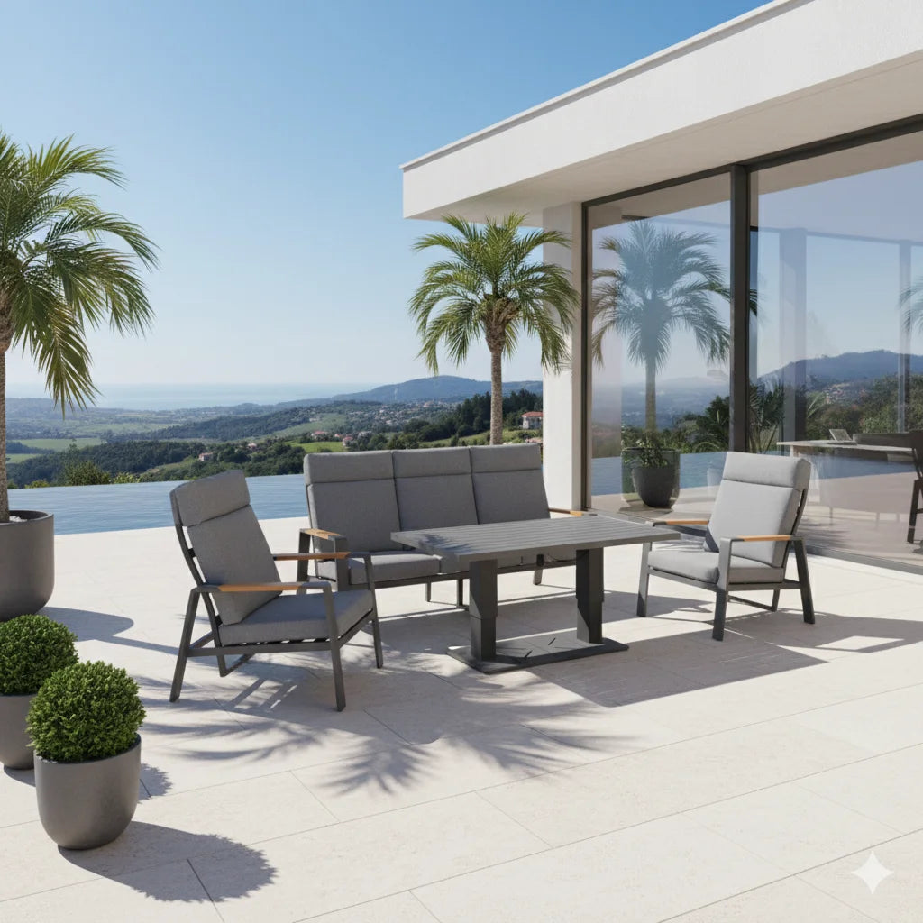 Outdoor Garden Sofa Set Luxury Modern Outdoor Furniture with Aluminum Frame Garden Dining Set & Elegant Patio Furniture