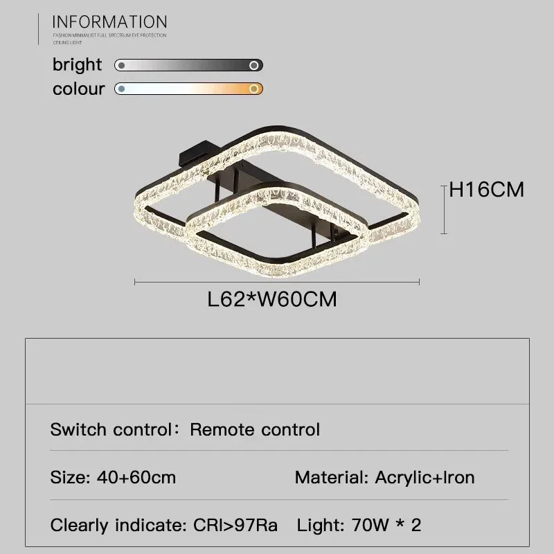 Living Room Main Light Modern Simple Atmosphere Full Spectrum New Light Luxury High-end Ice Pattern Eye Protection Ceiling Lamp