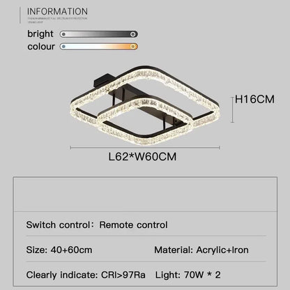 Living Room Main Light Modern Simple Atmosphere Full Spectrum New Light Luxury High-end Ice Pattern Eye Protection Ceiling Lamp