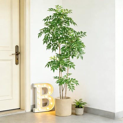 76-140cm Artificial Ficus Tree Large Fake Nandina Plants Plastic Palm Branch Tall Faux Sumac Plant For Home Garden Office Decor