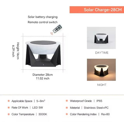 Solar Post Light Outdoor Column Pillar Light 3000K IP65 Garden Landscape Lighting for Patio Fence Cap Deck Flat Surface Fixtures