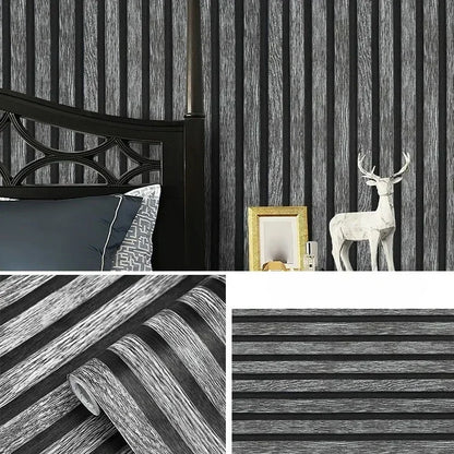Self Adhesive Wall Paneling Peel and Stick 3D Wallpaper Waterproof Bedroom Feature Wall Decor Faux Wood Slat Design