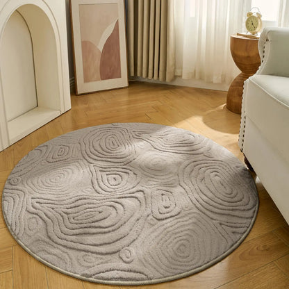 3D Geometric Round Rug – Soft High-Low Polyester,Washable & Non-Slip,Modern Circle Carpet Living Room,Bedroom,Nursery 60-120cm