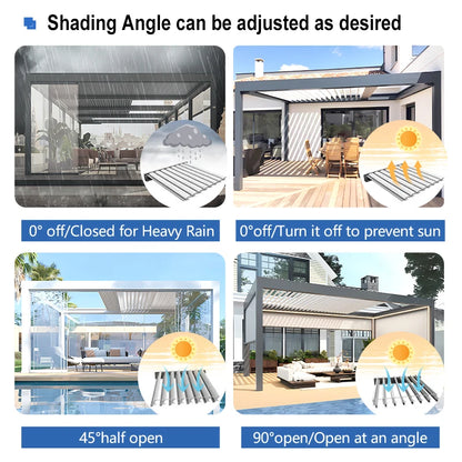 Motorized Bioclimatic Shades Outdoor Pergolas Gazebos Support 4x3 4x4 4x5 4x6m for Patio Garden Backyard pergola