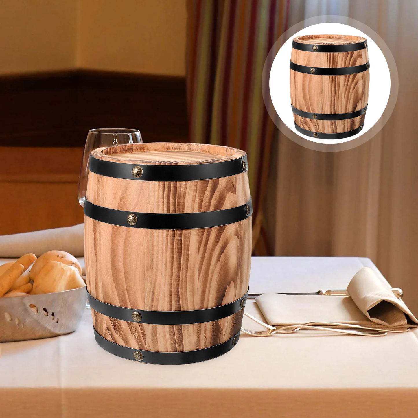 Oak Ornaments Decor Barrels Decorative Props Decorations Table Party Retro for