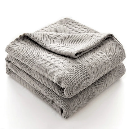 100% Cotton Throw Blanket Soft Breathable Waffle Blanket for Twin Queen King Bed Decorative Plaid Sofa Blankets Summer Throws