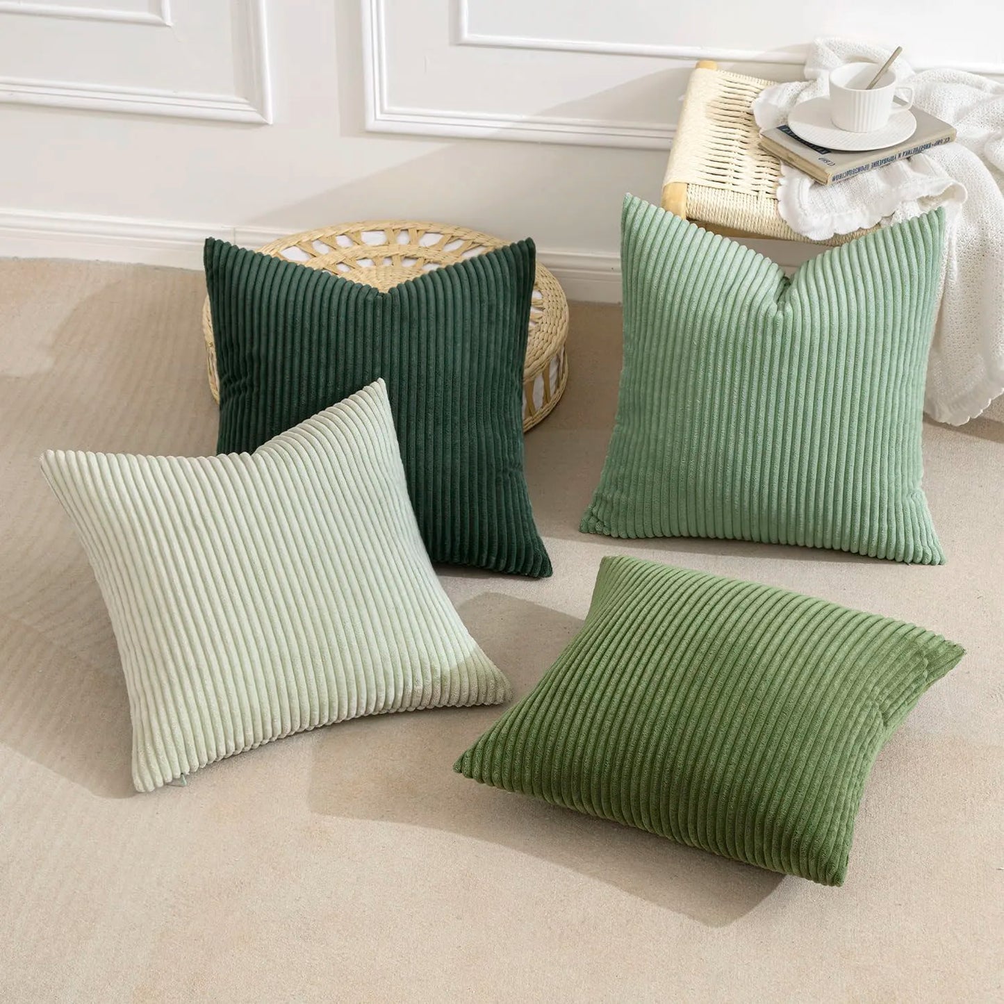 4pcs Boho Farmhouse Throw Pillow Covers Mordern Nordic Cushion Covers Soft Corduroy(pillowcases without inserts)
