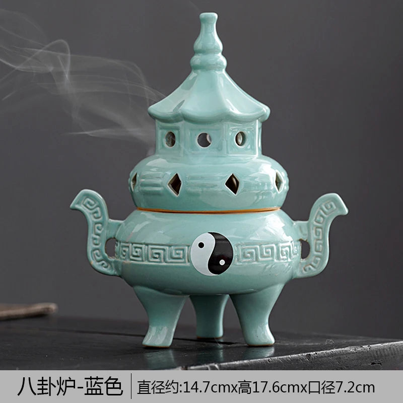 Tall Tai Chi Eight Trigu Stove Living Room Decoration Creative Home Indoor Plate Incense Burner Ceramic Incense Burner