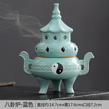 Tall Tai Chi Eight Trigu Stove Living Room Decoration Creative Home Indoor Plate Incense Burner Ceramic Incense Burner