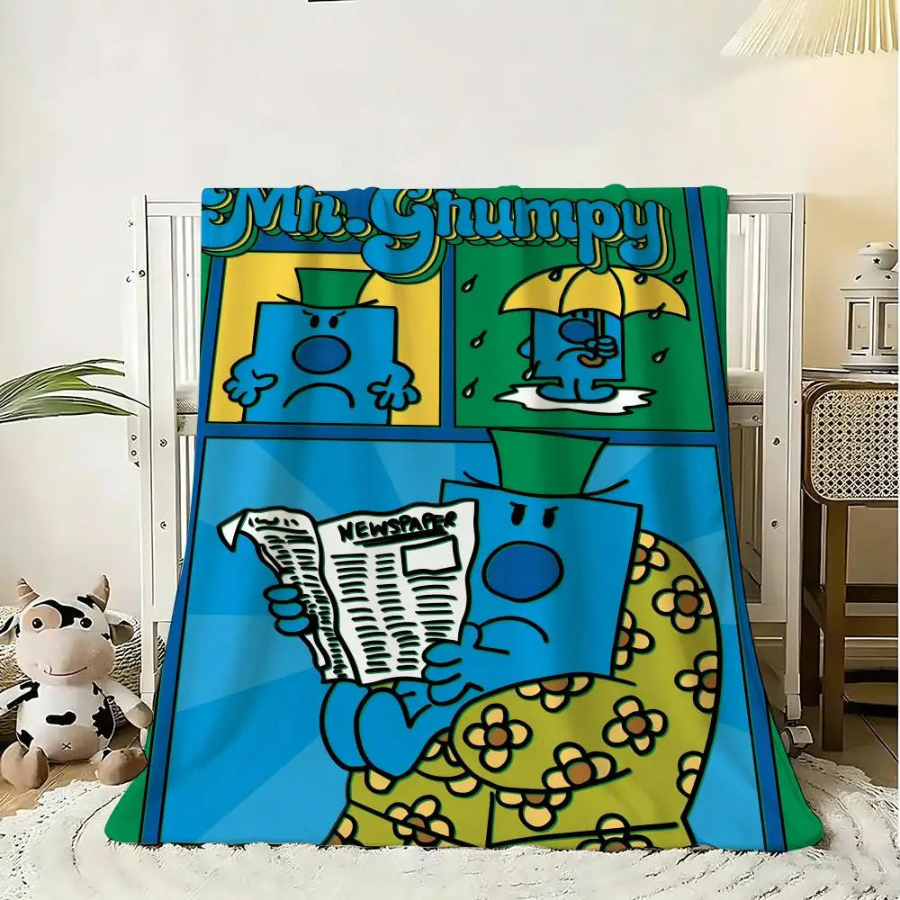 Mr M-Men Little M-Miss Throw Soft Flannel Throw Blanket, Lightweight Breathable Summer Nap Blanket For Home Travel Cozy Decor