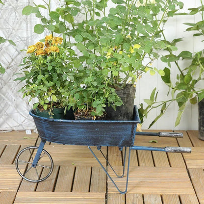 American Style Rural Flower Stand Outdoor Garden Rack for Plants Wrought Iron Do Old Decoration Shelf Creative Cart Plant Stand