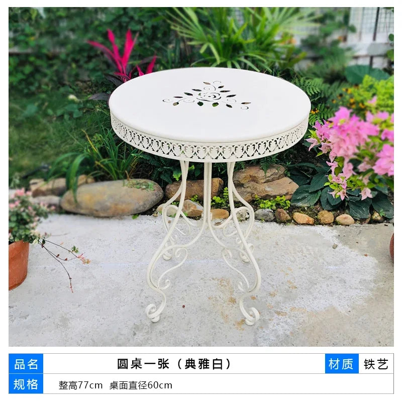 European Iron Outdoor Table Courtyard Balcony Terrace Table Lace Design Garden Furniture Home Decoration Small Coffee Table