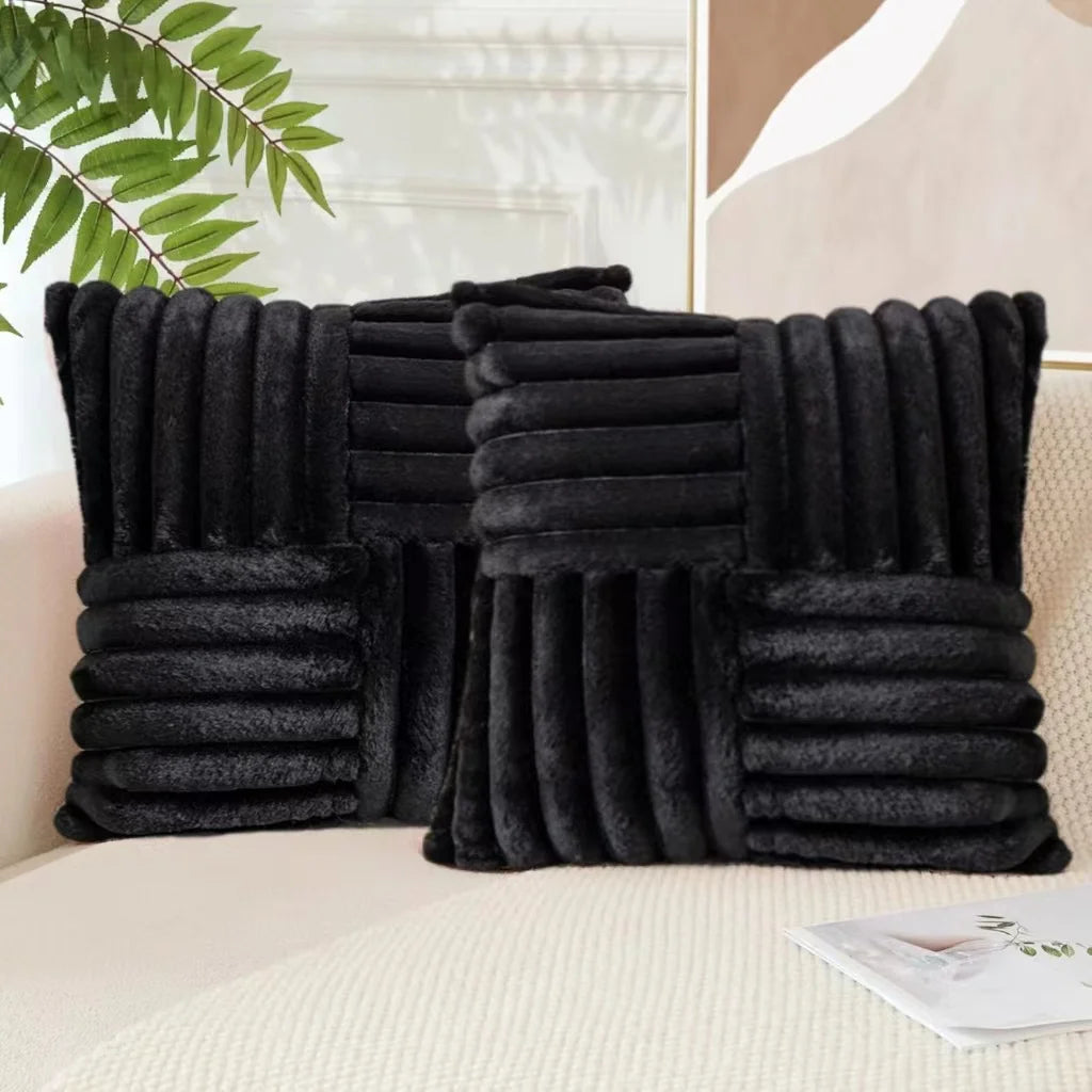 2pcs Artificial Plush Throw Pillow Covers, Suitable for Various Occasions Such as Bedding, Home Decoration, Etc