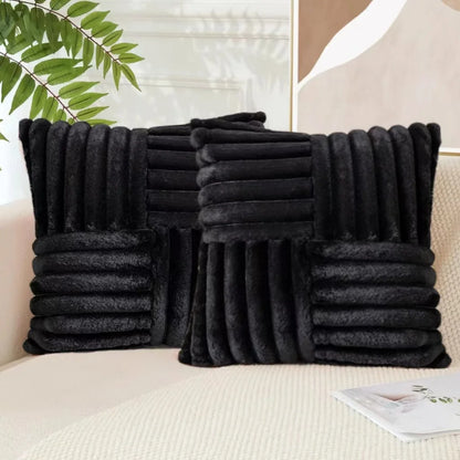 2pcs Artificial Plush Throw Pillow Covers, Suitable for Various Occasions Such as Bedding, Home Decoration, Etc