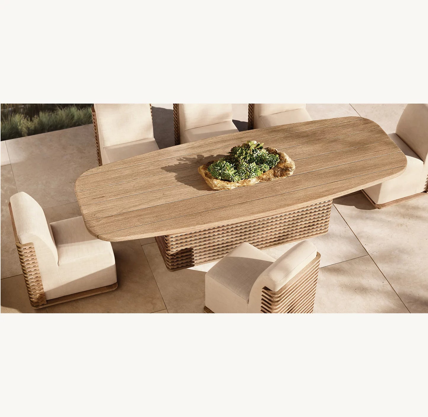 High-grade waterproof teak wood sofa dining table modern outdoor design for park courtyard villa farmhouse use