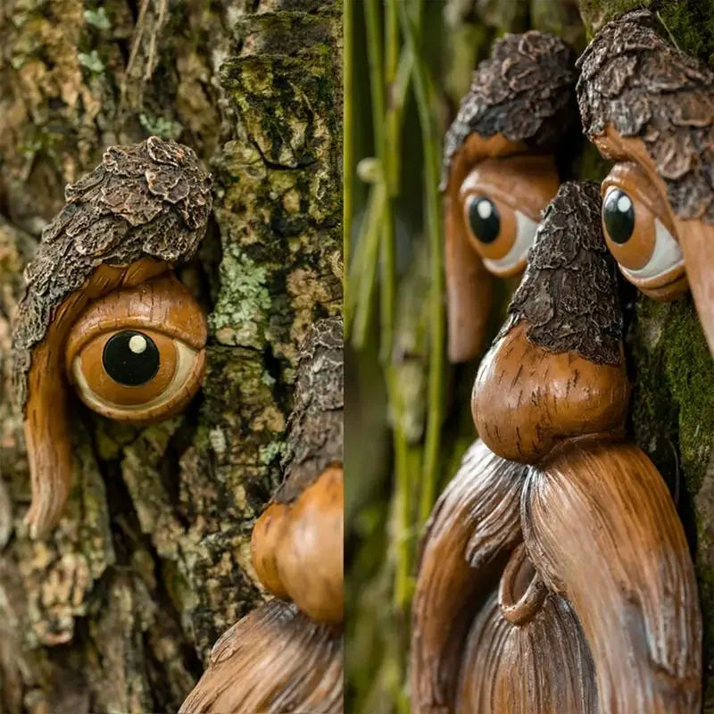 Tree Faces Decor Outdoor Funny Unique Large Hand-Painted Bird Feeders for Yard Garden Art Easter Outdoor and Indoor Resin Craft