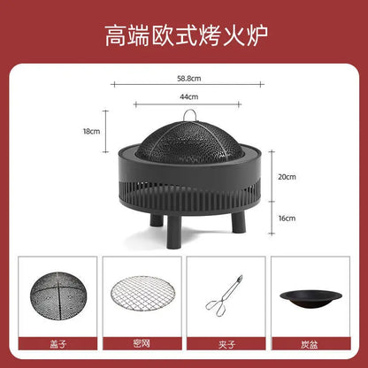 Charcoal Fire Pit Stove Patio Indoor Heating Brazier Household Carbon Furnace Outdoor Barbecue Grill Smokeless Coal Burner Tea