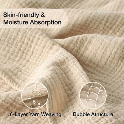 100% Cotton Blanket for Bed Soft Muslin Bed Blankets, Lightweight Breathable Bedspread Coverlet All Season Gauze Throw Blanket