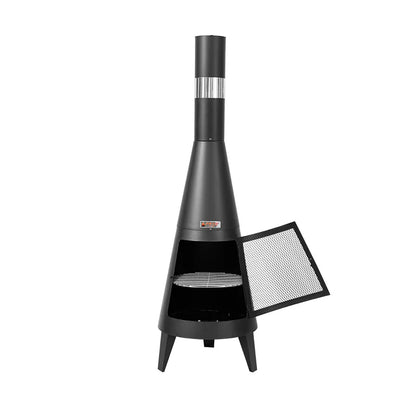 Black Mexican Chiminea Outdoor Fire Pit With Chimney Wood Burning Garden Fireplace For Barbecue Garden Firepit