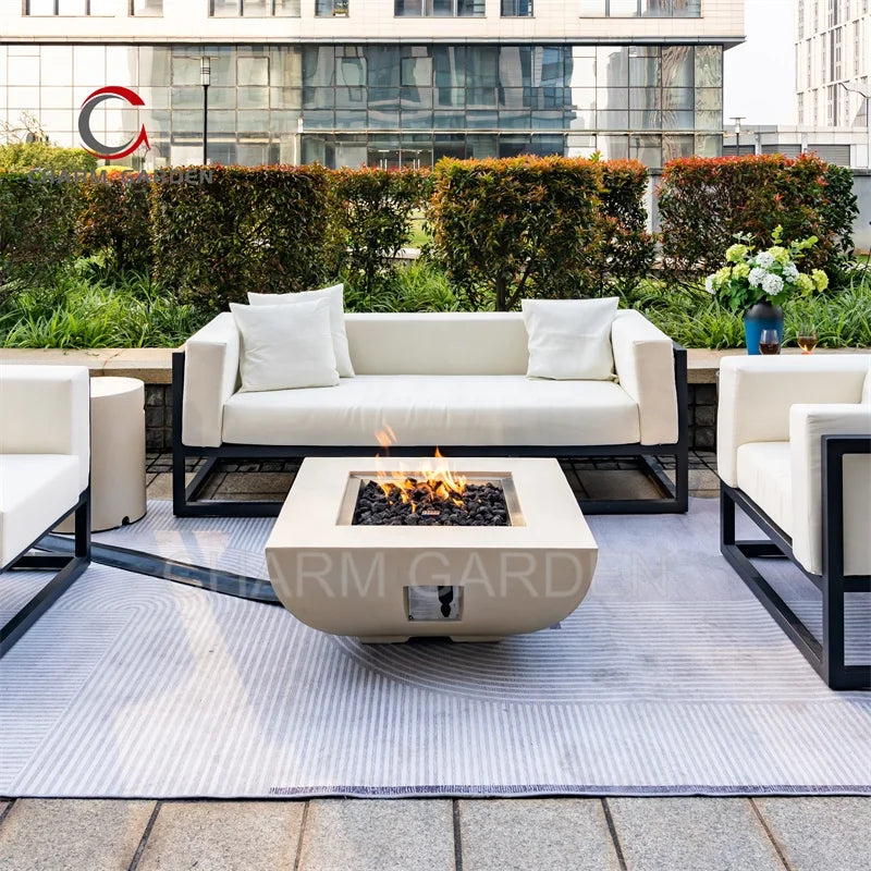 Luxury Rectangle Garden Fireplace Propane Gas Fire Pit GRC Patio Heaters