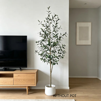 4ft/5ft/6ft Artificial Olive Plant Tree Plant Branch Greenery Fake Plant Indoor Outdoor for Home Garden Living Room Decoration