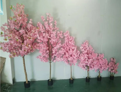 Artificial Pink Cherry Tree Blossom Indoor Outdoor Fake Plant for Home Garden Room Wedding Decoration Christmas Decor