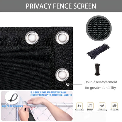 Fence Privacy Screen, Heavy Duty Privacy Fence Screen, Outdoor Shade Cloth Mesh Barrier, Cable Zip Ties Included
