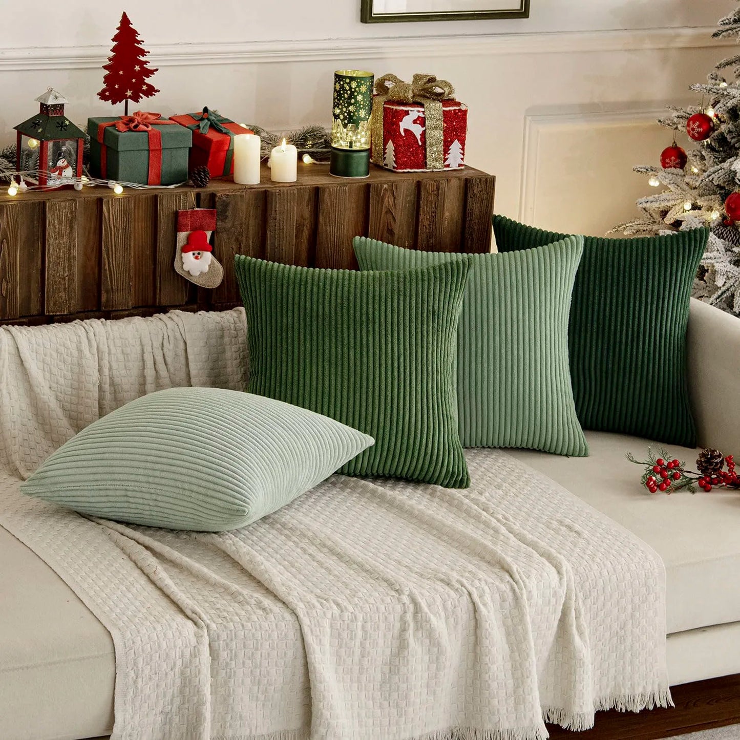 4pcs Boho Farmhouse Throw Pillow Covers Mordern Nordic Cushion Covers Soft Corduroy(pillowcases without inserts)