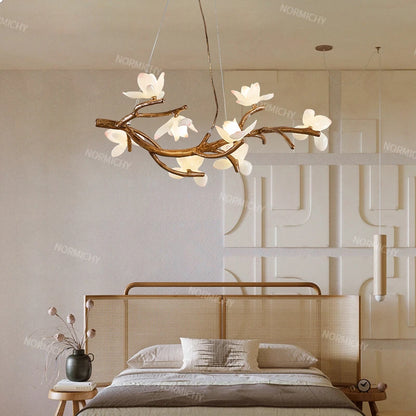 Living Room Lamp Creative Lotus Restaurant Lamp Wabi Sabi Style Zen Tea Room Homestay Decoration Tree Branch Pendant Light