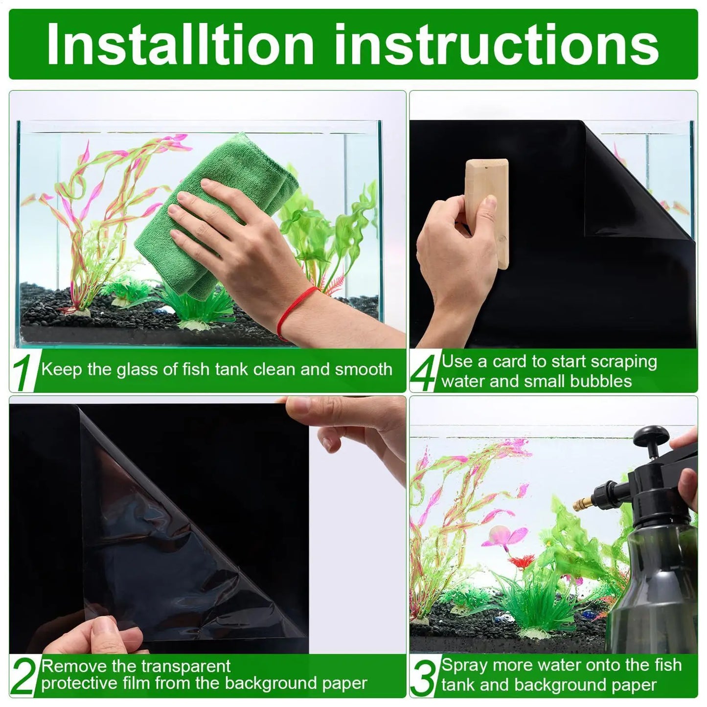 Black Aquarium Background Static Cling PVC Fish Tank Background Wallpaper Aquarium Backdrop Wallpaper Decoration