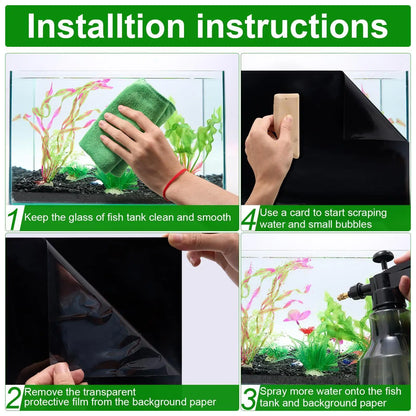 Black Aquarium Background Static Cling PVC Fish Tank Background Wallpaper Aquarium Backdrop Wallpaper Decoration