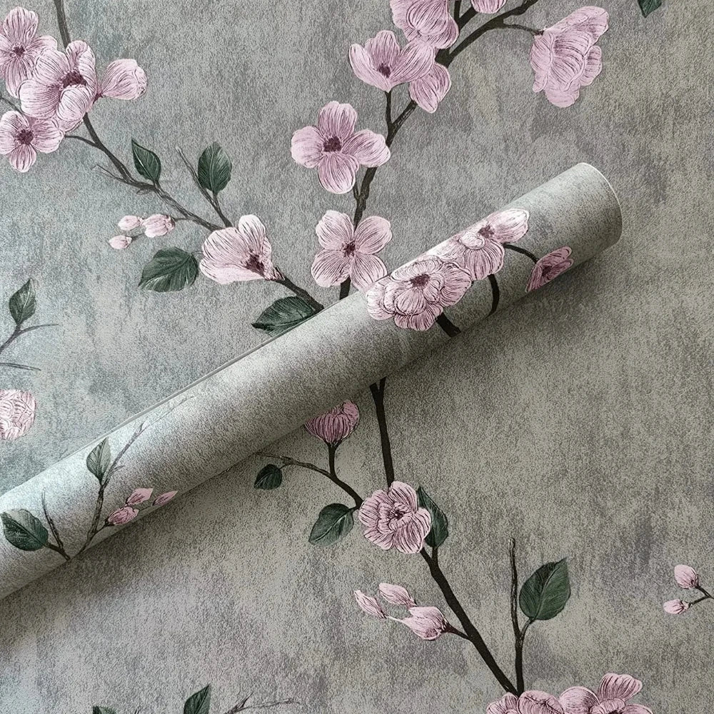 1/3/5/10mFloral Wallpaper Grey Peel and Stick Wallpaper Flower Self Adhesive  Wall Paper Roll Removable Contact Paper Decorative