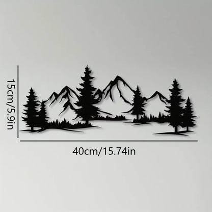 Charming Handmade Rustic Metallic Forest & Mountain Wall Art with Evergreen Tree Design for Kids Room Farmhouse Christmas Gift