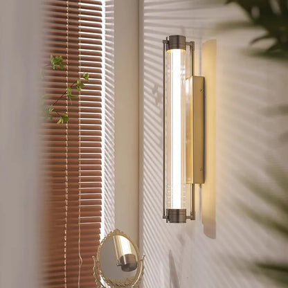 Italian living room, dining room, aisle wall lamp, sand nickel color, creative and simple glass wall lamp
