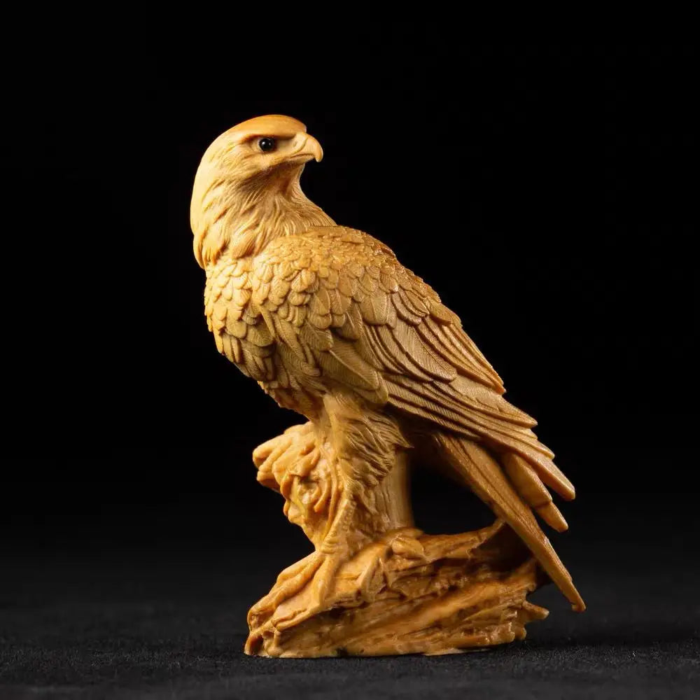Yellow Poplar Wood Carving Eagle Ornaments Big Show Grand Plan Hand Piece Opening Home Decoration Housewarming Gift