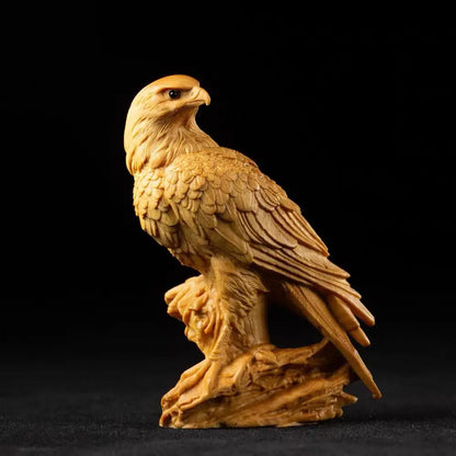 Yellow Poplar Wood Carving Eagle Ornaments Big Show Grand Plan Hand Piece Opening Home Decoration Housewarming Gift