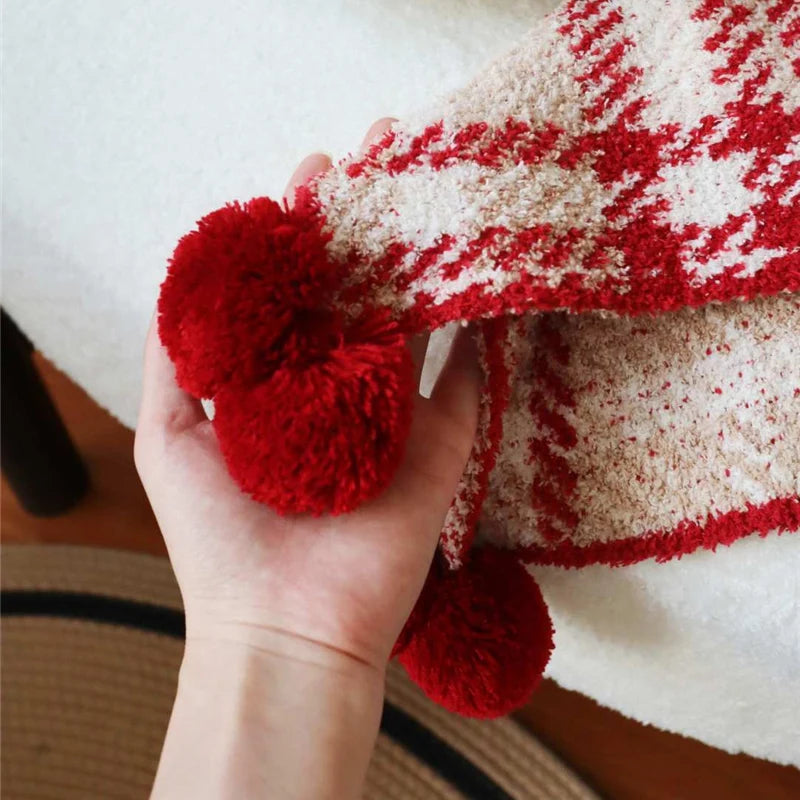 Half Velvet Blanket Home Sofa Blankets Universal Plaid Red Autumn Winter Christmas New Year Blanket Office Nap Shawl Bedding