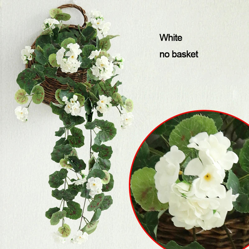 Artificial Hanging Flowers Begonia Silk Flowers Hanging Plants Artificial Geranium Flowers for Outdoor Indoor Patio Garden Decor