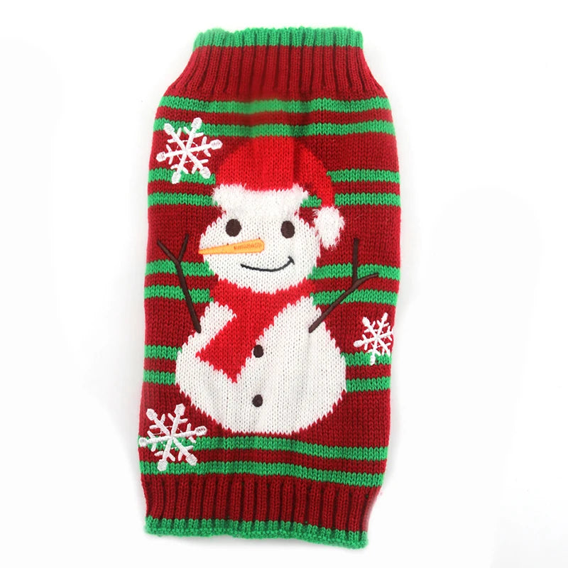 Winter Dog Sweater Christmas Deer Print Knitted Clothes Chihuahua Coat French Bulldog Jacket Puppy Warm Outfit Pet Supplies
