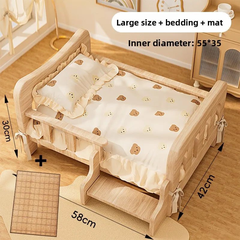 Pet bed, solid wood dog bed, all-season cat bed,pet sleeping sofa,cat bed and dog bed ，cat shelf ，cat condo，wooden cat furniture